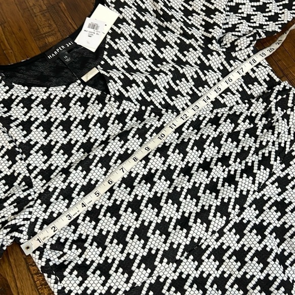 Harper 241 Dress black white geo houndstooth faux wrap midi size 16 NWT - Picture 11 of 15